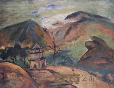 关良 风景油画 33×43cm